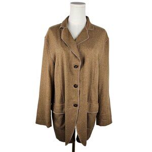 Trixi Schober Cashmere Blazer Jacket Sz 14 Tan Germany Luxury Minimalist Casual